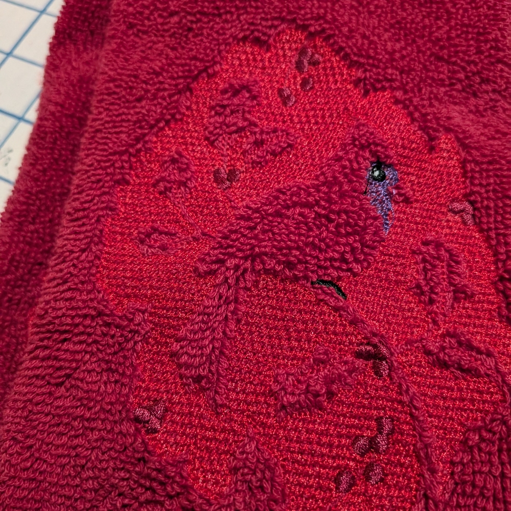 Red Textured Christmas Hand Towel Set with Cardinal Design